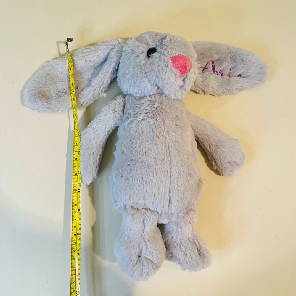 Jellycat London Gray Bashful Bunny Plush Toy Medium 12” Personalized “Arie”‎